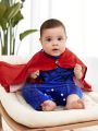 SHEIN Baby Boys' Romper Shorts And Cape Superman Costume