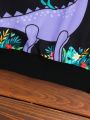 SHEIN Kids QTFun Toddler Boys' Sports Shirt With Cartoon Dinosaur Print And Round Neckline