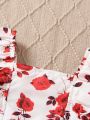 Toddler Girls' Floral Printed Ruffle Hem Tank Top And Skirt Set