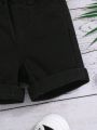 SHEIN Baby Boys' Slim Fit High Elasticity Soft & Comfortable Washed Denim Shorts