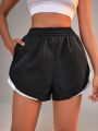 Daily&Casual Color Block Sports Shorts With Zipper Pockets On Both Sides
