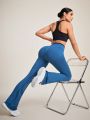 SHEIN Daily&Casual Women's Seamless High Elasticity Flare Pants Sports Trousers