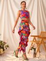 SHAQUITA GARCIA Floral Printed Cami Top & Ruffled Hem Skirt Set