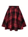 SHEIN LUNE Plus Size Women's Plaid A-line Skirt