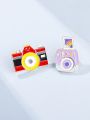 2pcs Universal Fashionable Versatile Mini Camera Shaped Cute Decorative Brooch