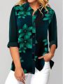 Women's Plus Size Floral Print Button Up Shirt