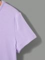 SHEIN Kids EVRYDAY Tween Girls' Knitted Crew Neck Casual Short Sleeve T-Shirt