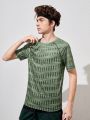 SHEIN Teen Boy'S Geometric Digital Print Drop Shoulder Short Sleeve Sport T-Shirt