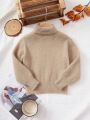 SHEIN Baby Boys' Casual Loose High-neck Sweater With Long Sleeves