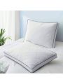 2 Pack White Goose Feather Bed Pillows Side and Back Sleepers Cotton Cover