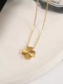 1pc Delicate Gold-tone Clover Design Necklace Personalized Pendant Chain Jewelry Ideal Gift For Girls' Festivals