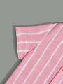 SHEIN Kids SUNSHNE Young Boys' Comfortable Striped Short Sleeve Shirt For Gentleman Look