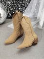 Styleloop Women's Embroidered Camel Western Cowboy Ankle Boots
