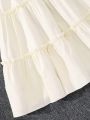 SHEIN Kids QTFun Solid Color A-Line Short Sleeve Dress For Tween Girls