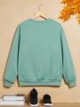 Female Teenagers Casual Long-sleeved Round Neck Sweatshirt Suitable For Autumn And Winter