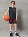 SHEIN Boys' Loose Fit Casual Gradient Sports Shorts