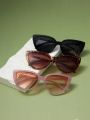 3pcs Women's Multicolor Cat Eye Sun Shades Pc Material Fashionable & Casual, Suitable For Travel And Daily Use