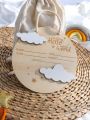 Newborn Birth Announcement Wooden Cloud Plaque, Baby Photo Prop, Keepsake Gift