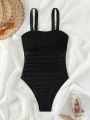 SHEIN Swim Basics One-Piece Cropped Cami Swimsuit