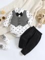 Baby Boy Graphic Print Bow Front 2 In 1 Bodysuit & Pants