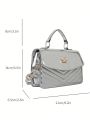 1pc Fashionable Solid Color Press-stud Flap Handbag, Suitable For Ladies' Daily Use, Date, And Gift