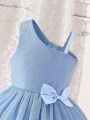 Kids' Princess Style Mesh Dress, Perfect For Parties, Autumn