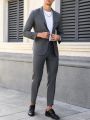 Manfinity Mode Men'S Lapel Collar Long Sleeve Blazer And Pants Set