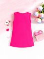 SHEIN Baby Girls' Casual Daily Wear Basic Bottoming Fun Number Pattern Dress Suitable For New Year