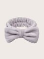 1pc Elastic Soft Coral Fleece Bath Headband, Bow Knot Minimalist Headband For Women Girls Face Washing Shower Spa
