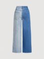 SHEIN Tween Girl Contrast Pocket Denim Pants