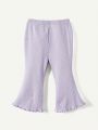 Cozy Cub Baby Girl Ruffle Edge Knitted Bell Bottoms Two Piece Solid Color Set