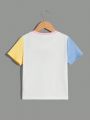 SHEIN Kids EVRYDAY Young Boys' Casual Comfortable Color Block T-Shirt