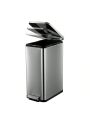 50 Liter / 13 Gallon Stainless Steel Trash Can, Rectangular Steel Pedal Recycle Bin with Lid, Rectangular Hands-Free Kitchen Garbage Can