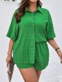 SHEIN LUNE Plus Size Solid Color Casual Two Piece Set