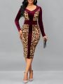 SHEIN Lady Leopard Print Bodycon Dress