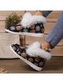 Women's Halloween Pumpkin Comfortable Shoes And Comfy Flat Snow Boots