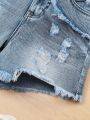 Tween Girls' Distressed A-Line Denim Shorts