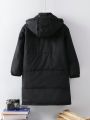 Teen Girls' Thickened Hooded Long Sleeve Coat For Winter