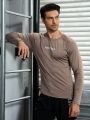Men's Simple Printed Long-sleeved Sports T-shirt