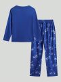 SHEIN Tween Boy Astronaut Print Tee & Pants PJ Set