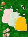 Infant Baby Girls' Cute Sleeveless Romper And Headband 3pcs Outfit Set