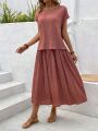 Women'S Textured Batwing Sleeve Top And Skirt Set