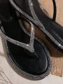 Fashionable Rhinestone Decorated Flip Flop Sandals For Women