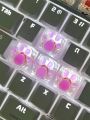 4pcs Cute Purple Anti-scraping Transparent Backlit Abs Resin Cat Claw Design Key Caps, Compatible With Cross Shaft Mechanical Keyboard Caps Decoration