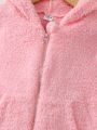 SHEIN Kids EVRYDAY Girls' Hooded Zip-up Plush Jacket For Toddler