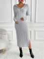 SHEIN Maternity Split Thigh Hooded Bodycon Dress