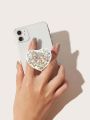 Heart Shaped Sequin Phone Holder