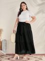 SHEIN Mulvari Plus Size Belted Jacquard Skirt