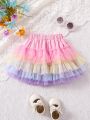 SHEIN Baby Girl Casual Elegant Romantic Gorgeous 3d Bowknot Mesh Tutu Skirt Bottoms For Spring/Summer Parties