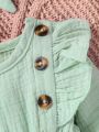 Infant Lattice Ruffle Collar Jumpsuit (Newborn)